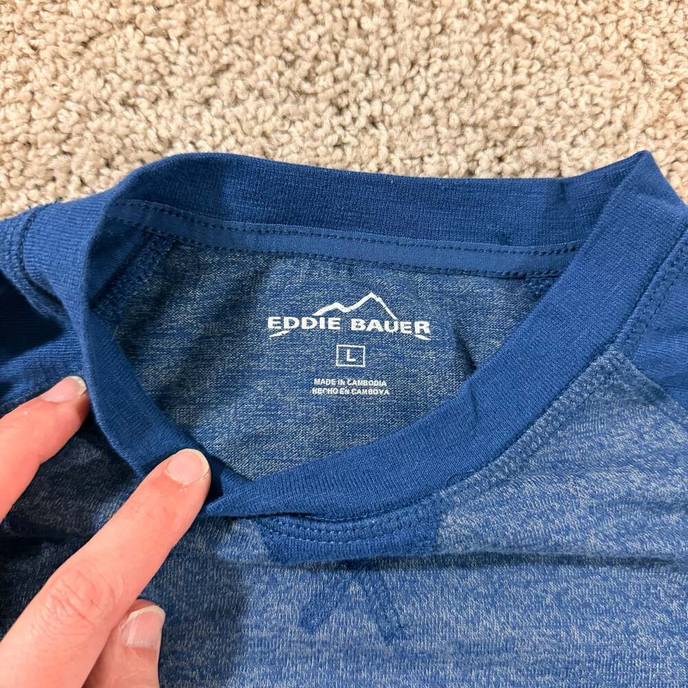 Eddie Bauer Raglan Long Sleeve Shirt Blue Heather Outdoor Mens Large EUC - Picture 6 of 7